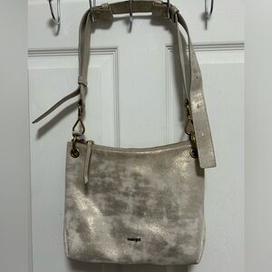 Margot Shimmering Cream Shoulder Bag (Genuine Leather)